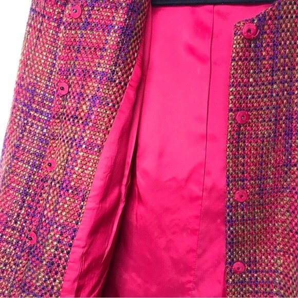 Vintage Madison Studio Boucle Soutache Braid Fringe Pink Jacket Women's Size 14 - Picture 11 of 14